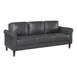 Lexicon 79" W Sofa Couch, Faux Leather Upholstered Couch, Sofa with Rolled Armrest for Bedroom/Office/Waiting Room, 3 Seater, Dark Gray Lexicon