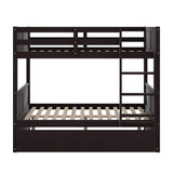 Merax Bunk Bed with Trundle, Full-Over-Full Wood Bed Frame No Box Spring Needed for Kids, Boys or Girls, Espresso Merax