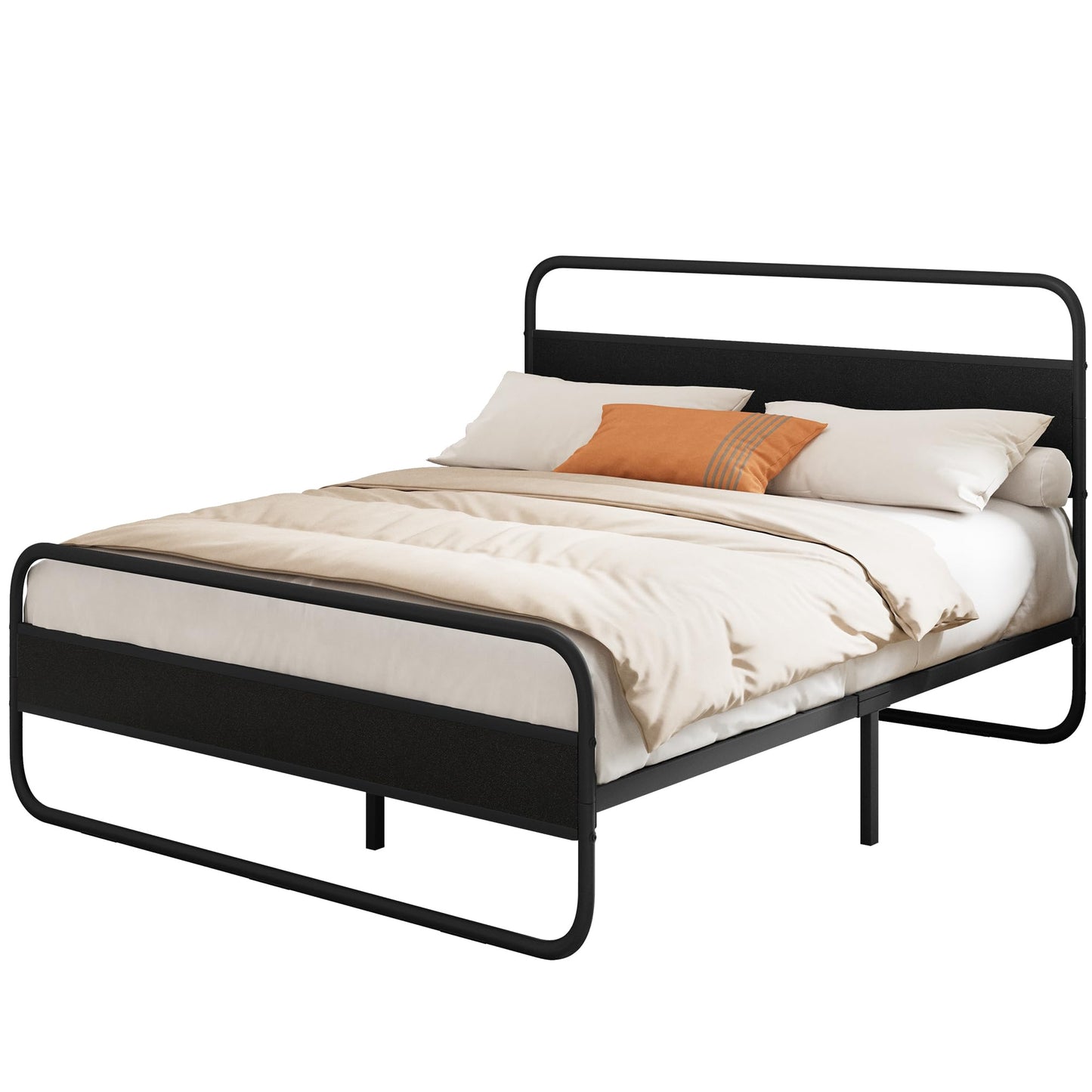 YITAHOME Heavy Duty Queen Bed Frame with Wooden Headboard - No Box Spring Required, Noise-Free, Easy Assembly - WoodArtSupply