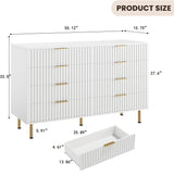 GarveeHome 8 Drawer Dresser for Bedroom, Fluted 55 in Wide Modern Chest of Drawers with Deep Drawers, Wooden Dresser Organizer for Living Room, Hallway, Kids Room, White GarveeHome