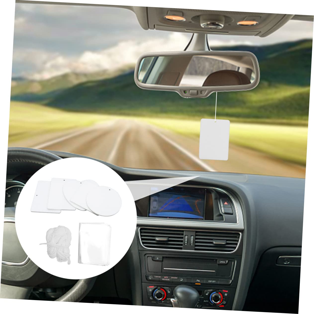 SOLUSTRE 1 Set Air Freshener Sublimation Car Freshener Coverlet Sublimation Blanks Air Freshner Cars Cars Felt Inside The Car White Product