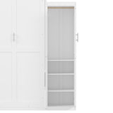 Ball & Cast Queen Size Murphy Bed with Two Wardrobe and Storage Shelf, Wall Bed Frame Folding into Cabinet Design,Multifunctional Foldable Platform Bed for Small Space,Bedroom,Guest Room, White Ball & Cast
