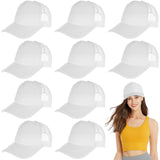 10 PCS Sublimation Blank Trucker Hats Plain Blank Baseball Caps Adjustable Back Strap Unisex Blank Mesh Caps Men Women DIY (Cotton, White) Lnrueg