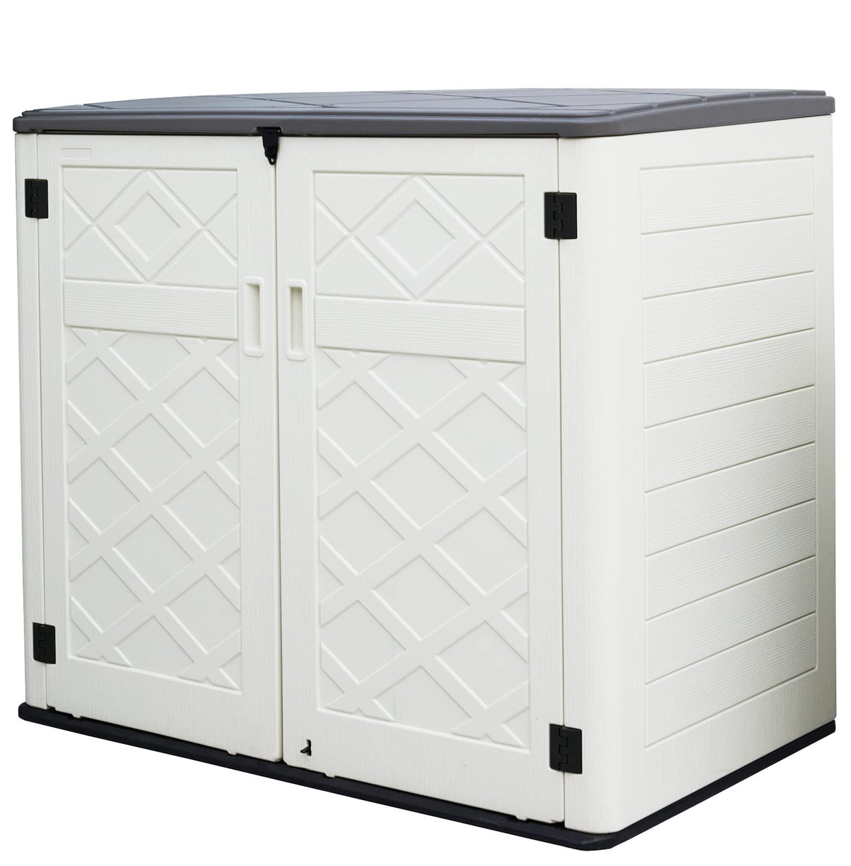Mrosaa Large Horizontal Storage Sheds,38 cu.ft. Outdoor Storage Box for Garden,Patio and Backyard,Customized Shelves &Lockable(Off White) Mrosaa