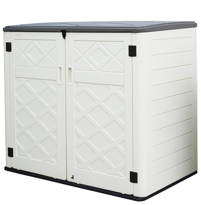 Mrosaa Large Horizontal Storage Sheds,38 cu.ft. Outdoor Storage Box for Garden,Patio and Backyard,Customized Shelves &Lockable(Off White)