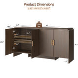 ONBRILL 60" Sideboard Buffet Cabinet with Storage, Curved Design Farmhouse Coffee Bar Cabinet with 4 Doors & Adjustable Shelves for Living Room, Kitchen, Hallway, Walnut ONBRILL