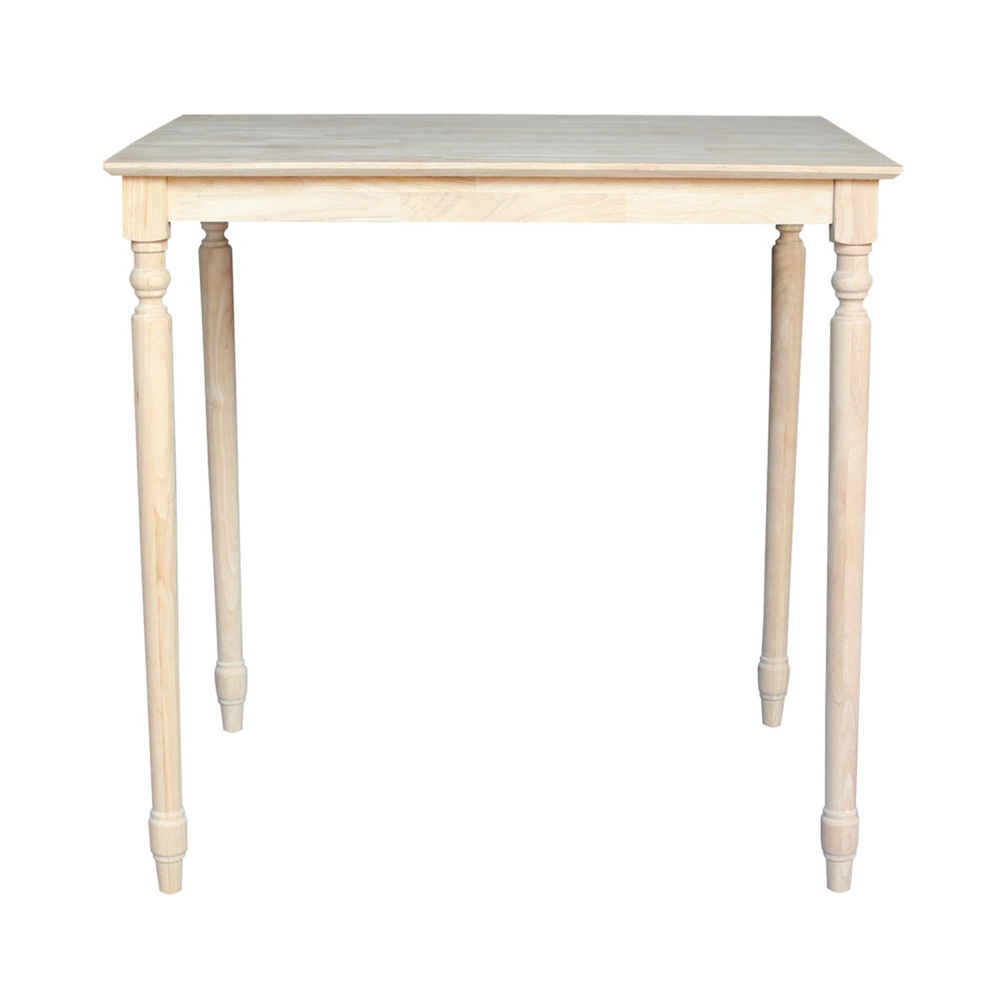 International Concepts Solid Wood Top Table with Turned Legs, Bar Height - WoodArtSupply