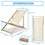 ketive Patio Lounge Chairs Set of 2 Adjustable Outdoor Wooden Sling Chairs, Made of Acacia Wood and Oxford Cloth, 250 lbs Capacity, Foldable and Easy to Carry for Patio and Indoor Use ketive