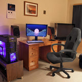 KaiMeng Office Gaming Chair High Back Leather Computer Chairs Ergonomic Height Adjustable Racing Game Desk Chair Executive Conference Task Chair (Black) KaiMeng