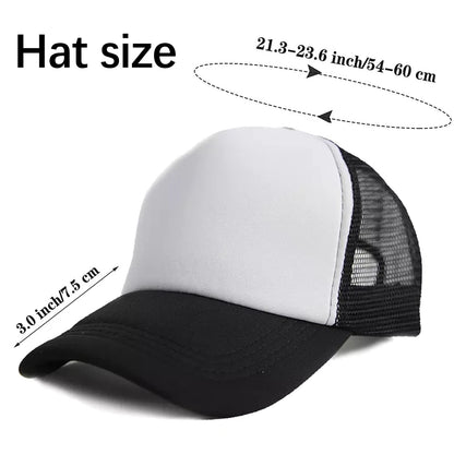 ORJ 10 Pack Unisex Sublimation Blank Mesh Baseball Cap Polyester Mesh Black and White Trucker Hat Bulk (US, Alpha, Medium, 3X-Large, Black and White)