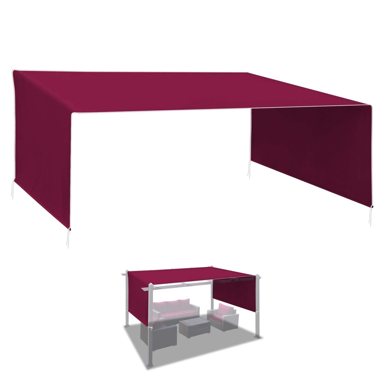 BenefitUSA Universal Replacement Top Pergola Structure (18' L x 8.2' W) Gazebo Canopy Cover Only(Purple) - WoodArtSupply