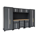 HPDMC Garage Storage Cabinet System 9-Pcs Workshop Set Garage Cabinets and Storage System with Steel Cabinet Drawers, Rolling Chest, Workbench, Pegboard for Garage Tool Organization, Black and Grey HPDMC