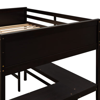 Espresso Wooden Full Size Loft Bed with Integrated Desk and Storage by Harper & Bright Designs - WoodArtSupply