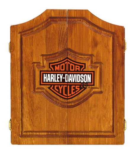 Harley-Davidson Bar & Shield Logo Dart Board Cabinet - Pine Wooden Cabinet 61905 Harley-Davidson