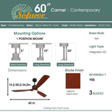 Sofucor 60" Delta-Wing Modern Outdoor Ceiling Fan, with Light LED Remote Solid Wood Oil Rubbed Bronze, for Living Room Kitchen Bedroom Family Dining Noiseless Sofucor