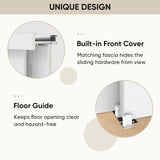 JUBEST 60"(Double 31") x80" Sliding Closet Door, K Style MDF Bypass Closet Door with Hardware Kit & Matching Fascia, Preassembled Solid Wood Slab with Water-Proof PVC Surface, Easy to Install, White JUBEST