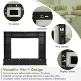 JIJIWANG Large Wall Unit Entertainment Center with Bookshelves for TVs Up to 78'', Modern TV Console with Cabinets and Open Shelves, 4-in-1 TV Stand with Golden Handles, Black, 104.2''W*81.2''H JIJIWANG