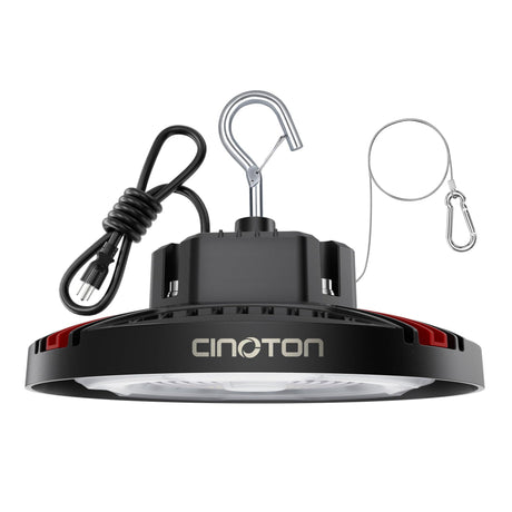 CINOTON 160W LED High Bay Lights with US Plug, UFO LED Shop Lights 24000LM[700W HID/HPS Equiv.] for Garage Workshop Barn Factory Warehouse, UL Listed Commercial Bay Lighting 120V 5000K-Daylight 1 Pack CINOTON