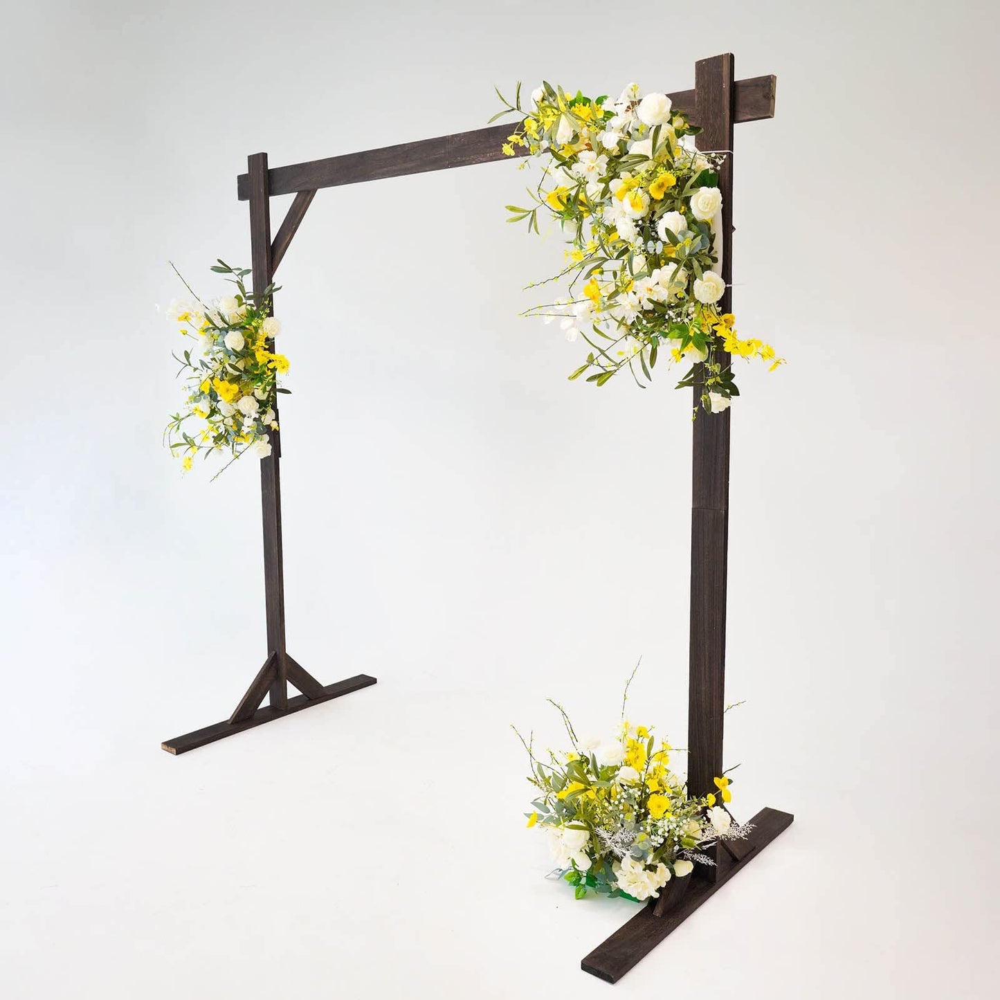 TABLECLOTHSFACTORY 7FT Rustic Square Wedding Arch Wooden Backdrop Stand, Wedding Ceremony Arch - Brown