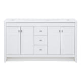 Spring Mill Cabinets Lonsdale 60-Inch Double-Sink Bathroom Vanity with White Top, 2 Soft-Close Cabinets, 3 Drawers, 60.5" W x 18.75" D, White Spring Mill Cabinets