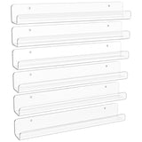 upsimples 6 Pack Clear Acrylic Shelves, 12" Nursery Bookshelves for Wall, Floating Bookshelf for Kids Baby, Vinyl Display, Record Holder, Magazine Rack, Picture Ledge Shelf upsimples