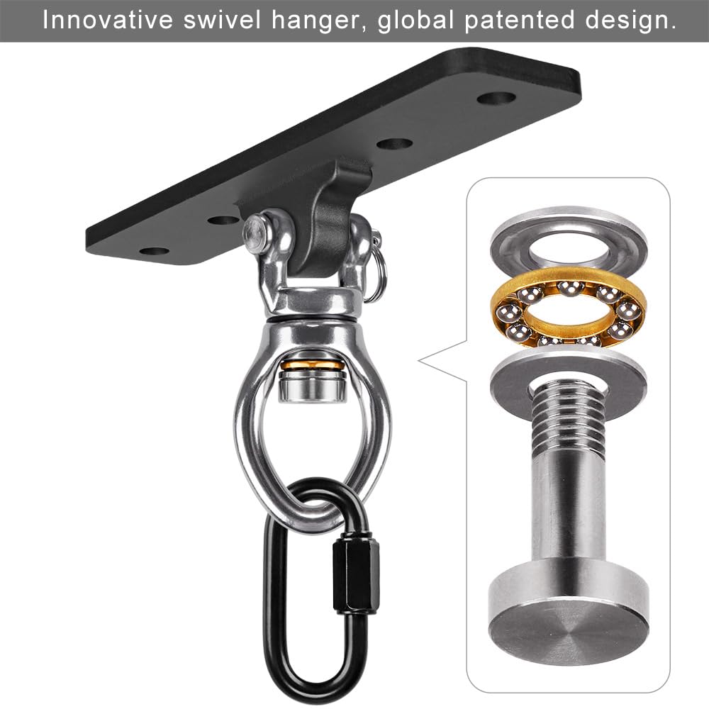 Dolibest 2 Pack Heavy Duty Swing Hangers, Swing Set Accessories with Carabiner for Indoor/Outdoor Use, Porch Swing, Hanging Kit for Wooden/Concrete Set w/ 8 Wood Screws and 8 Expansion Bolts, 900LB Dolibest