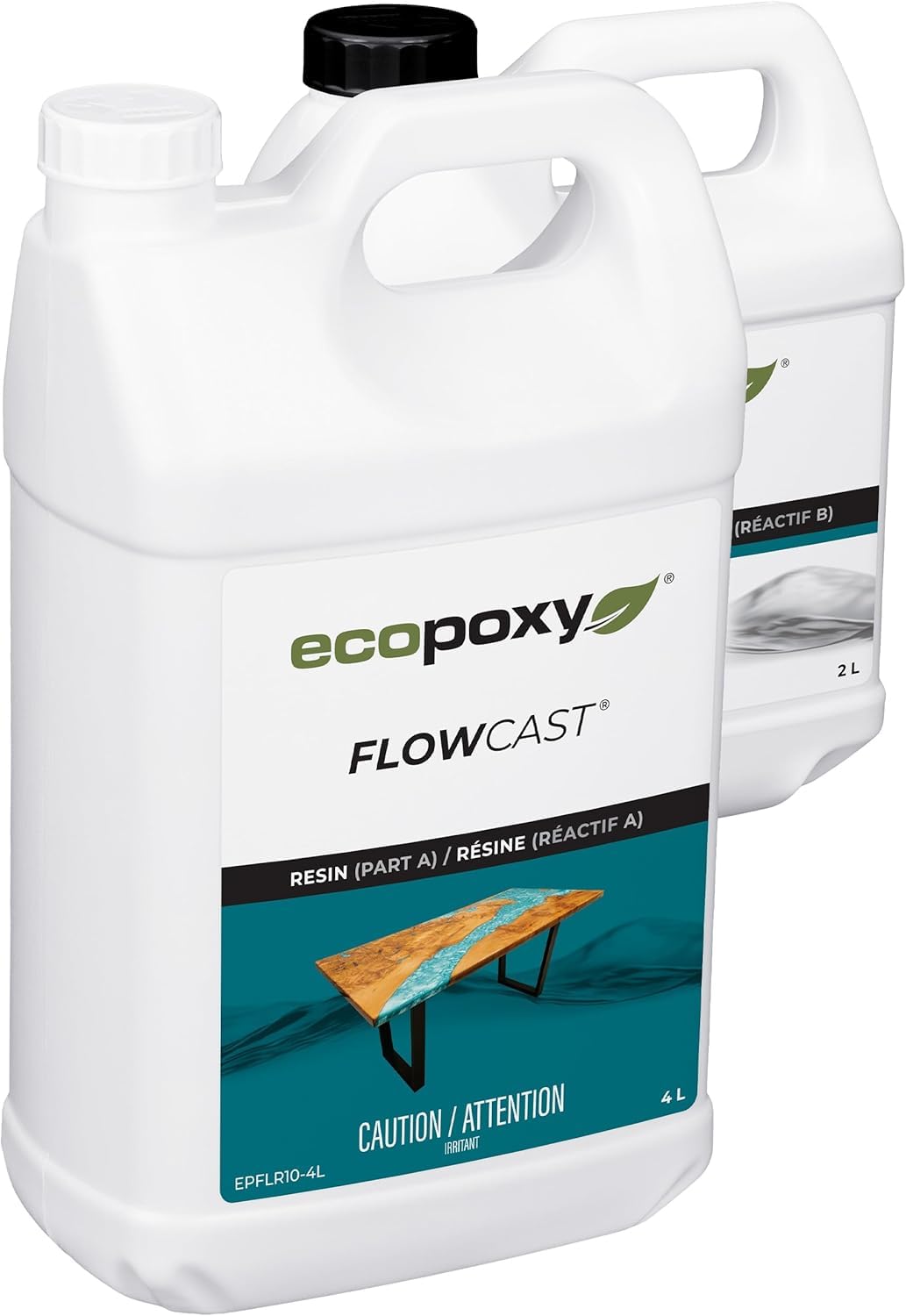 EcoPoxy FlowCast Deep Pour Epoxy Resin Kit - 1.59 Gal / 6L: UV/Yellowing Resistant, Bio-Based Resin | Water Clear Epoxy for River/Ocean Tables and Other Deep Casting Bubble Free Epoxy Projects EcoPoxy