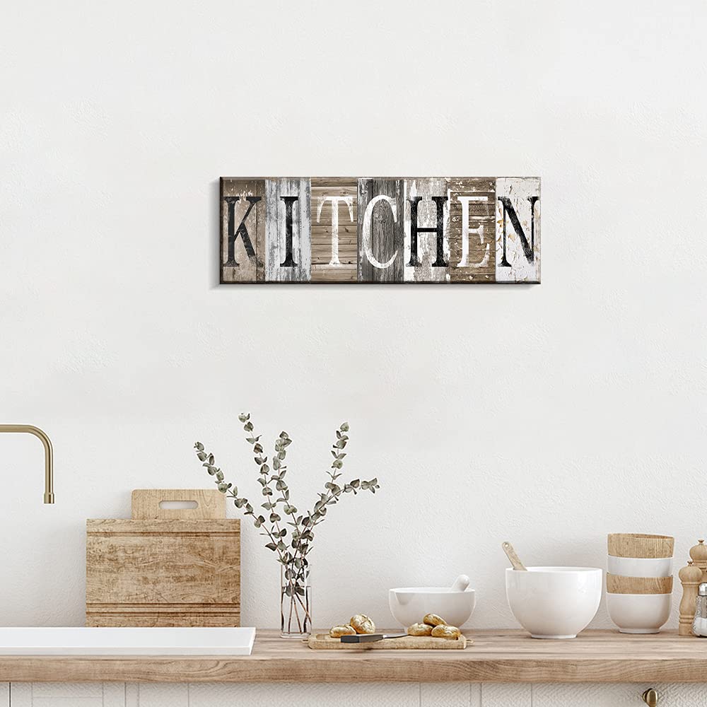 Pinetree Art Rustic Farmhouse Kitchen Wall Decor Canvas Prints Kitchen Signs Wall Decor (With Solid Wood Inner Frame) Pinetree Art