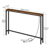 HOOBRO 47.2" Skinny Console Table with Power Outlets and USB Ports, Table with Charging Station, Narrow Sofa Table, Behind Couch Table, for Entryway, Hallway, Foyer, Rustic Brown BF15XG01G1 HOOBRO
