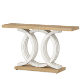 Tribesigns 55 in Console Table with Geometric Base, Modern Hallway Table, Wooden Entryway Table, Foyer Sofa Table, Unique Long Accent Table for Decoration and Organization (White) Brand Tribesigns