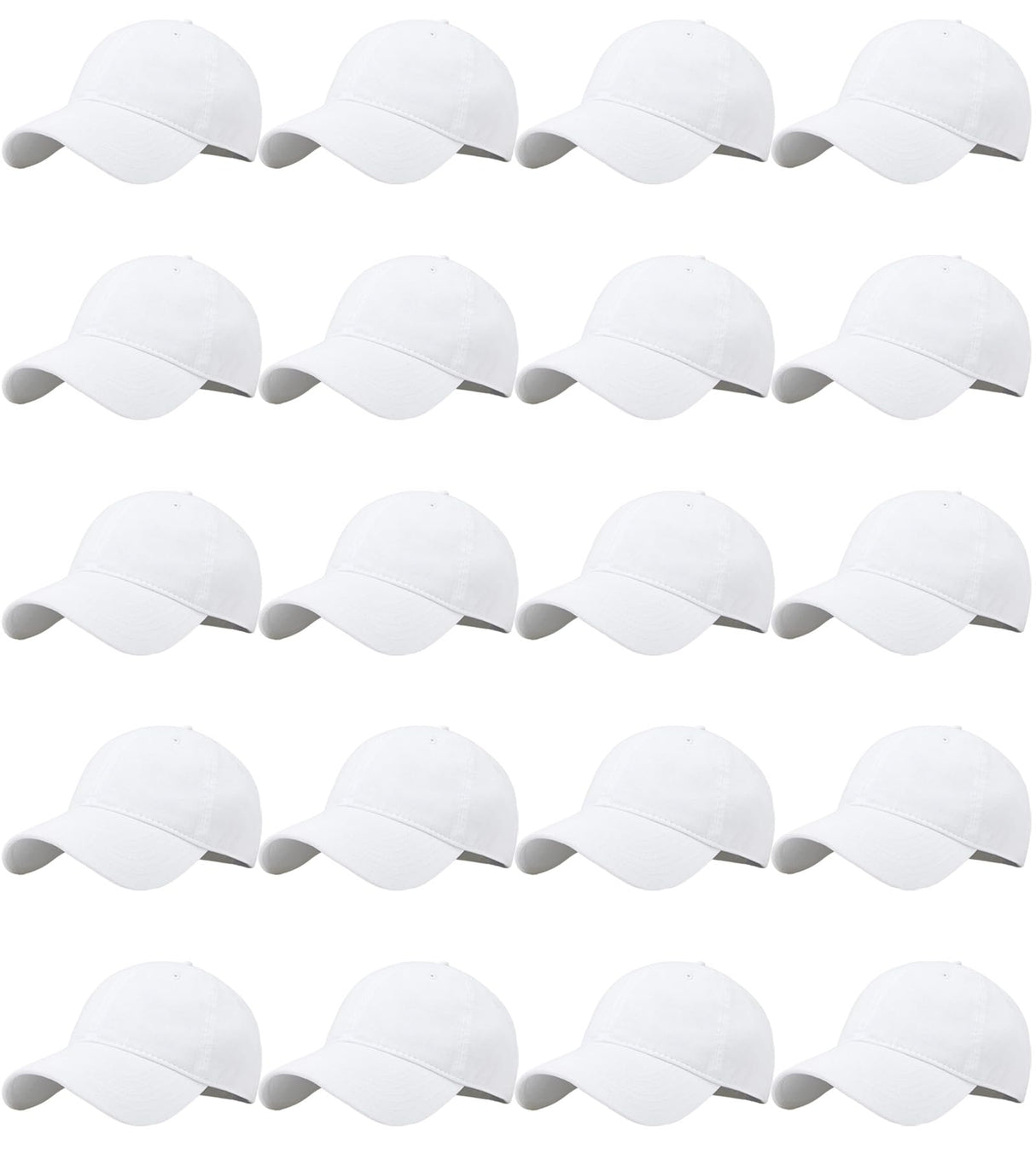 LYDTICK 20-Pack Blank Baseball Cap Trucker Hat Bulk Wholesale Sublimation Hats Adjustable Plain for Men Women, White LYDTICK