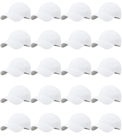 LYDTICK 20-Pack Blank Baseball Cap Trucker Hat Bulk Wholesale Sublimation Hats Adjustable Plain for Men Women, White