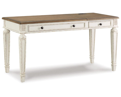 Signature Design by Ashley Realyn French Country 60" Home Office Lift Top Desk with USB Charging, Chipped White Signature Design by Ashley