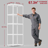 TOYEAR 2000LBS Storage Shelves 5 Tier Garage Shelving Heavy Duty 67.32" H x 23.62" W x 15.75" D Adjustable Metal Shelving Unit for Garage Shelves Utility Rack Shelf (White Shelf, 23.62*15.75*67.32) Toyear