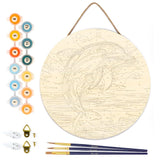 Figured'Art Paint by Numbers Kit for Adults on Wood Slice, 11.8in Diameter - Dolphin - Craft Art Painting DIY Canvas Figured'Art