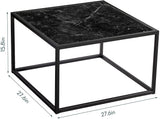 SAYGOER Black Coffee Table Small Square Coffee Table Simple Modern Center Table for Living Room Home Office 27.6 * 27.6 * 15.7Inch Easy Assembly, Black Faux Marble SAYGOER