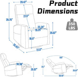 Massage Chair Recliner with Heat, Swivel Rocking Chair Recliner with High Back, Manual Nursery Recliners for Adults,Small Recliner Chair for Small Spaces, Living Room Bedroom, Fabric (Blue Green) Thctvous