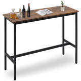 Rongbuk 44.5" Rustic Brown Bar Table with Adjustable Feet and Metal Legs Rongbuk