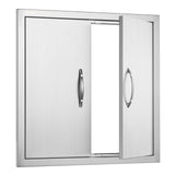 VEVOR BBQ Access Door, 24W x 24H Inch Double Outdoor Kitchen Door, Stainless Steel Flush Mount Door, Double Wall Vertical Door with Handles and Hooks, for BBQ Island, Grilling Station, Outside Cabinet VEVOR