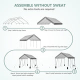 10 * 20 Heavy Duty Carport Canopy - Extra Large Portable Car Tent Garage with Adjustable Peak Height from 9.5ft to 11ft,Removable Roof &Side Walls for Car, SUV,Boats Sannwsg