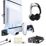 NexiGo PS5 (All Versions) Wall Mount Kit with Charging Station for PS5/PS5 Slim/PS5 Pro Consoles, Regular and DualSense_Edge Controllers, Stable Metal Wall Hanging Stand with LED Indicator NexiGo