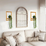 Mokof 2 Pack Wooden Shelves with Fake Hanging Plants for Wall Decor, Modern Farmhouse Wood Wall Art for Living Room, Bathroom (Light Brown) Mokof