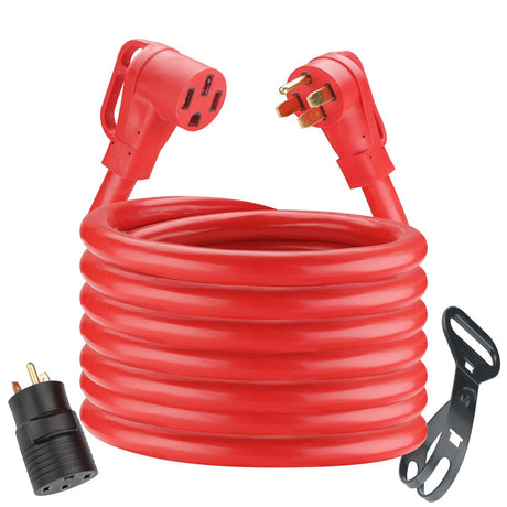 50 Amp 30 Feet RV/EV Extension Cord NEMA 14-50P/14-50R with 30M/50F Adapter,6/3+8/1 Gauge STW Heavy Duty RV Power Cord with Cord Strap,125/250V 6250/12500W,ETL Listed,Erboelec Erboelec