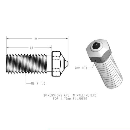 Diamondback Nozzles – Qidi Q1 Pro, XMax3, XPlus3 Compatible – Polycrystalline Solid Diamond Tip 3D Printer Nozzles, Improved Extrusion, Any Filament, Long Life, Wear Resistant, USA Made (0.6m - WoodArtSupply