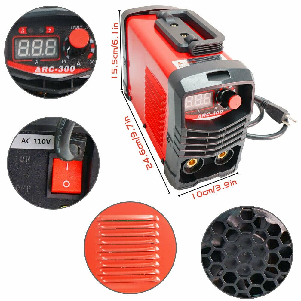 Welding Machine, MMA 300A 110V Welder Machine,Portable Stick Welder IGBT Inverter Digital Display LCD,Home DIY Arc Welder,Start Arc Force Anti-stick Mini Welder Evargc