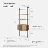 mopio Norwin Ladder Book Shelf, Wall-Mount Storage Rack, Wall Bookshelf, Farmhouse Industrial Bookcase, Narrow Slim Organizer, Steel Frame Display Shelves, Living Room, Bedroom (3-Tier Cabinet Double) mopio