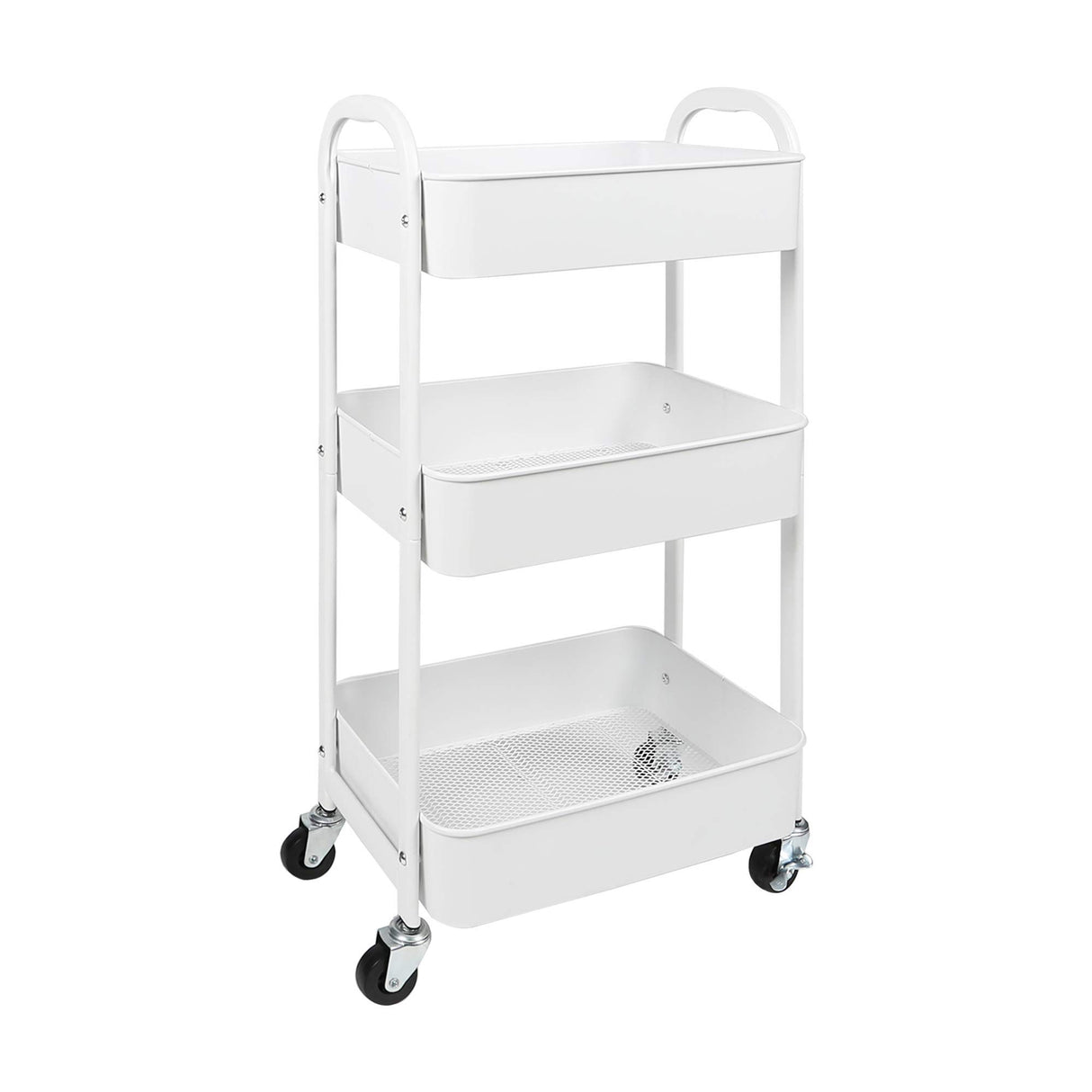 MAX Houser 3-Tier Rolling Utility Cart with Caster Wheels,Easy Assembly, for Kitchen, Bathroom (White) MAX Houser