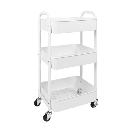 MAX Houser 3-Tier Rolling Utility Cart with Caster Wheels,Easy Assembly, for Kitchen, Bathroom (White) MAX Houser