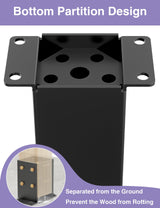 4 PCS Metal 4×4 Post Base, Inner Size 3.5"x3.5" Heavy Duty Post Bracket with Anti-Corrosive Partition, Powder-Coated Post Anchor for Pavilion Deck Railing Support Deck Base Plate PGGP
