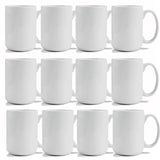 TANGLONG Sublimation Mugs,Sublimation Mugs Blank,Sublimation Mugs 15 oz,Sublimation Coffee Mugs,Bulk Mugs for Coffee,Latte,Hot Cocoa Set of 12 TANGLONG